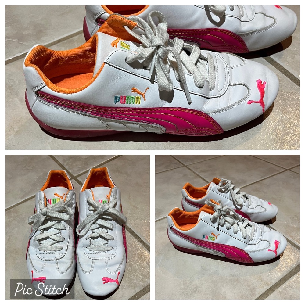 Puma White and Pink Sneakers